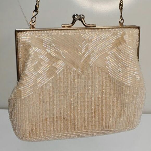 Vintage white Gatsby Beaded evening purse - Picture 4 of 7